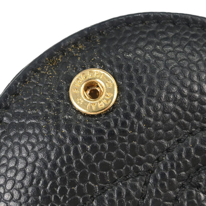 Chanel 2000-2002 Black Caviar Skin Compact Mirror Small Good