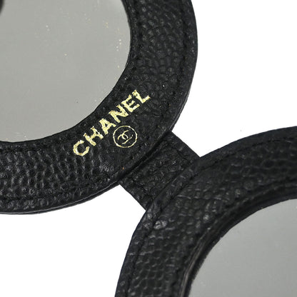 Chanel 2000-2002 Black Caviar Skin Compact Mirror Small Good