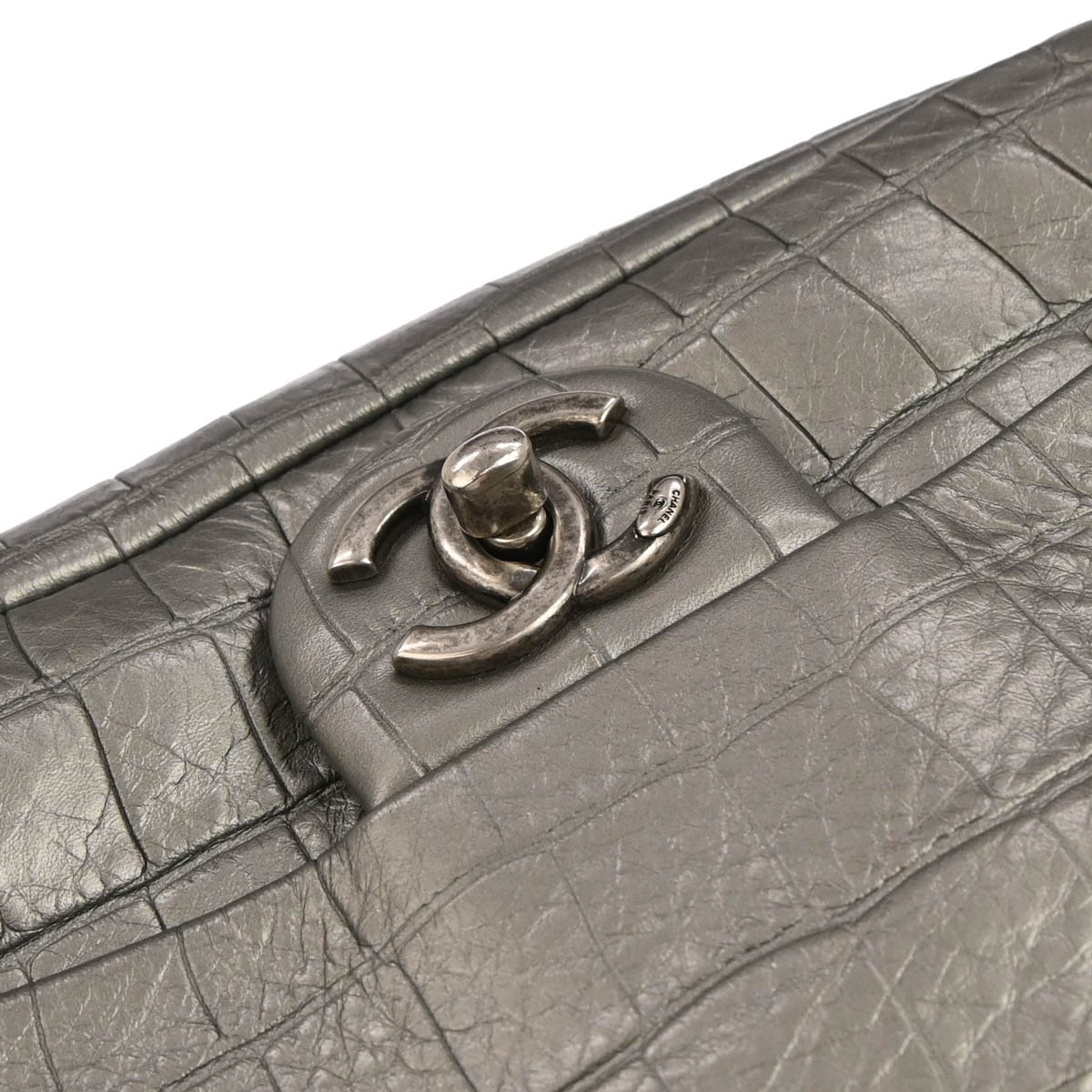 Chanel Silver Embossed Leather Backpack