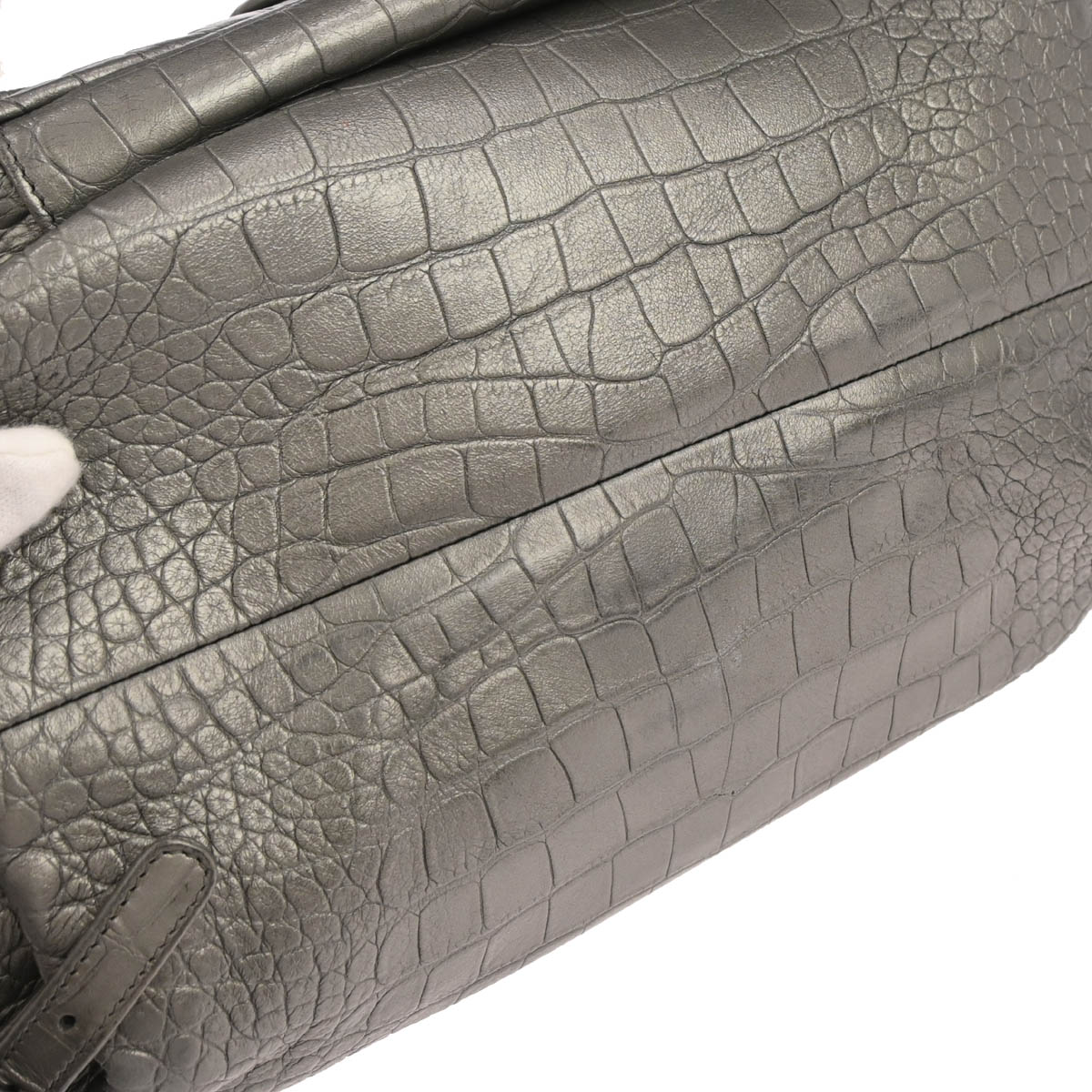 Chanel Silver Embossed Leather Backpack