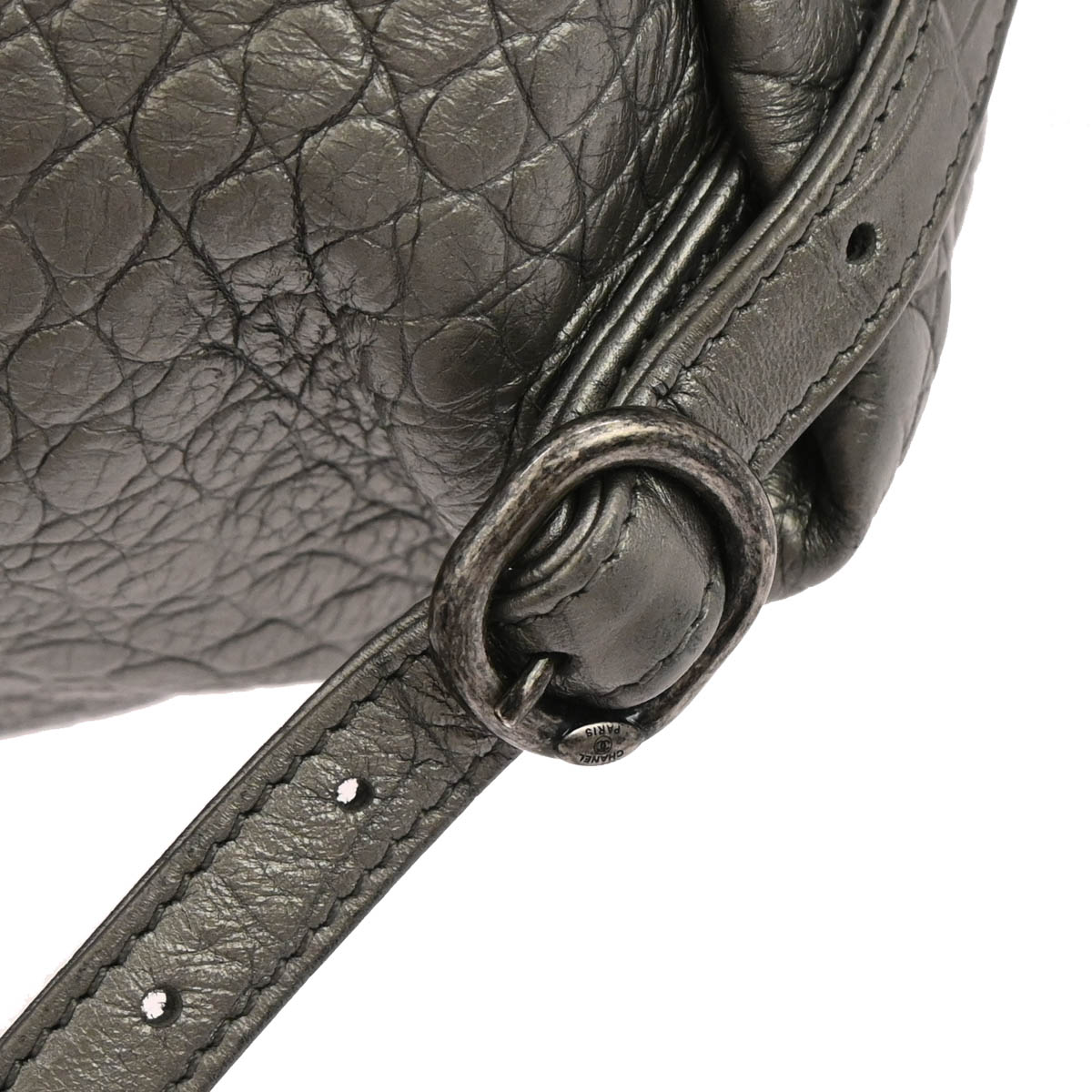 Chanel Silver Embossed Leather Backpack