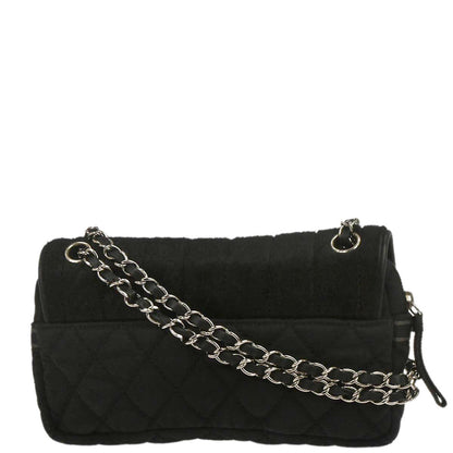 Chanel Black Pony Hair Canvas Sport Line Flap Chain Shoulder Bag