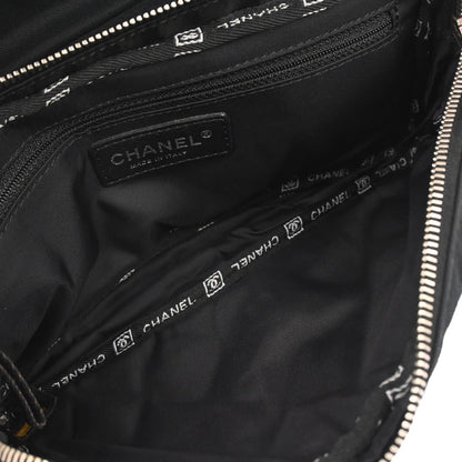 Chanel Black Pony Hair Canvas Sport Line Flap Chain Shoulder Bag