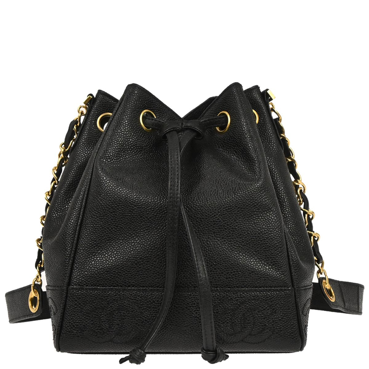 Chanel Black Caviar Skin Triple CC Bucket Shoulder Bag