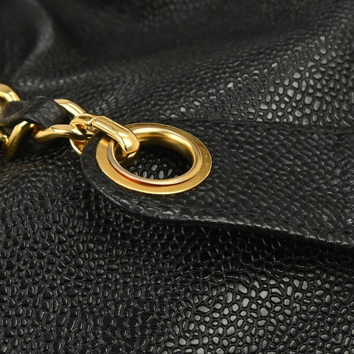 Chanel Black Caviar Skin Triple CC Bucket Shoulder Bag