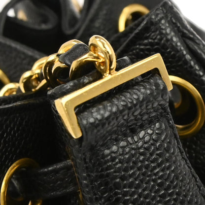 Chanel Black Caviar Skin Triple CC Bucket Shoulder Bag