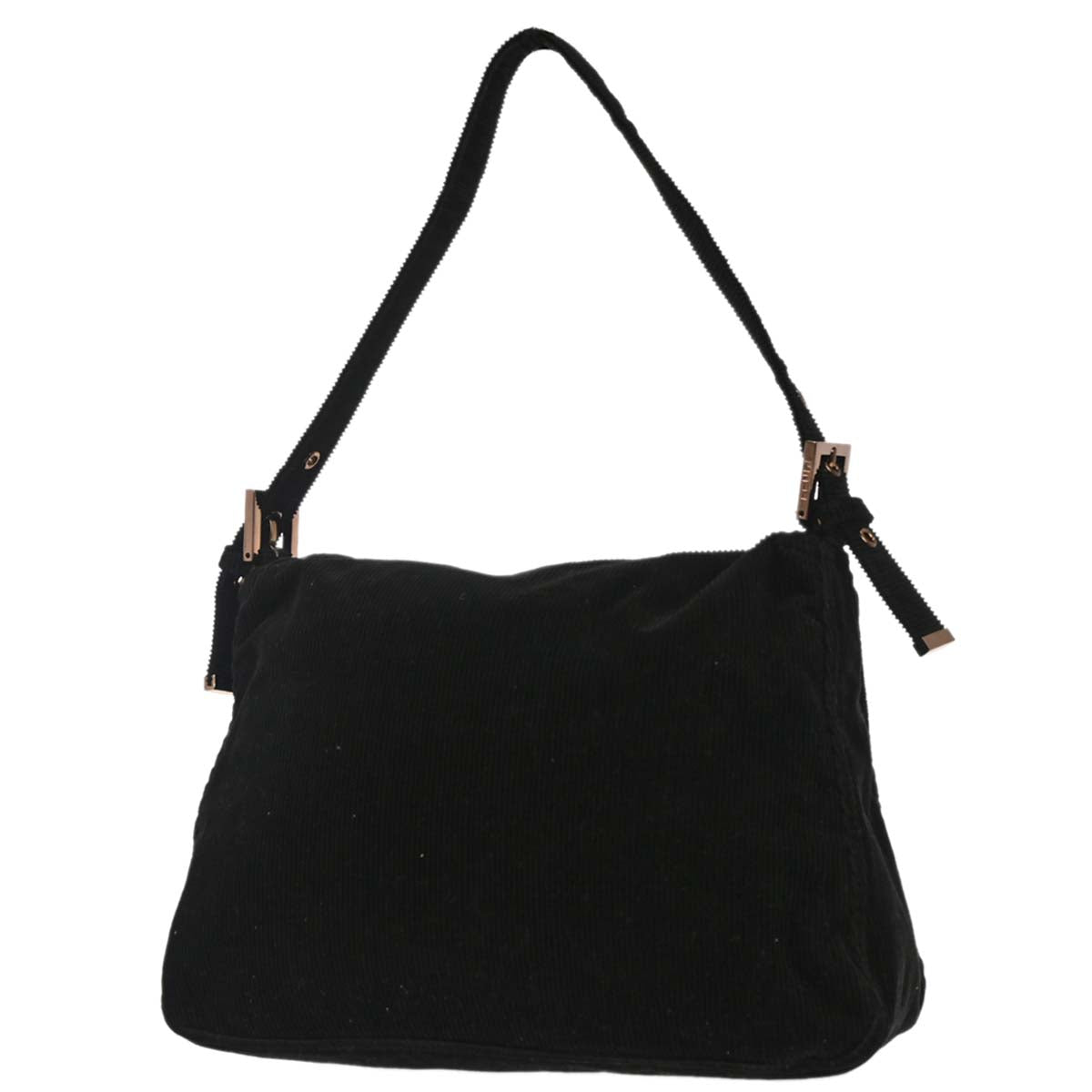 Fendi Black Cotton Corduroy Mamma Baguette Handbag