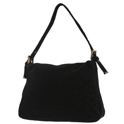 Fendi Black Cotton Corduroy Mamma Baguette Handbag