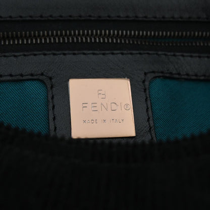 Fendi Black Cotton Corduroy Mamma Baguette Handbag