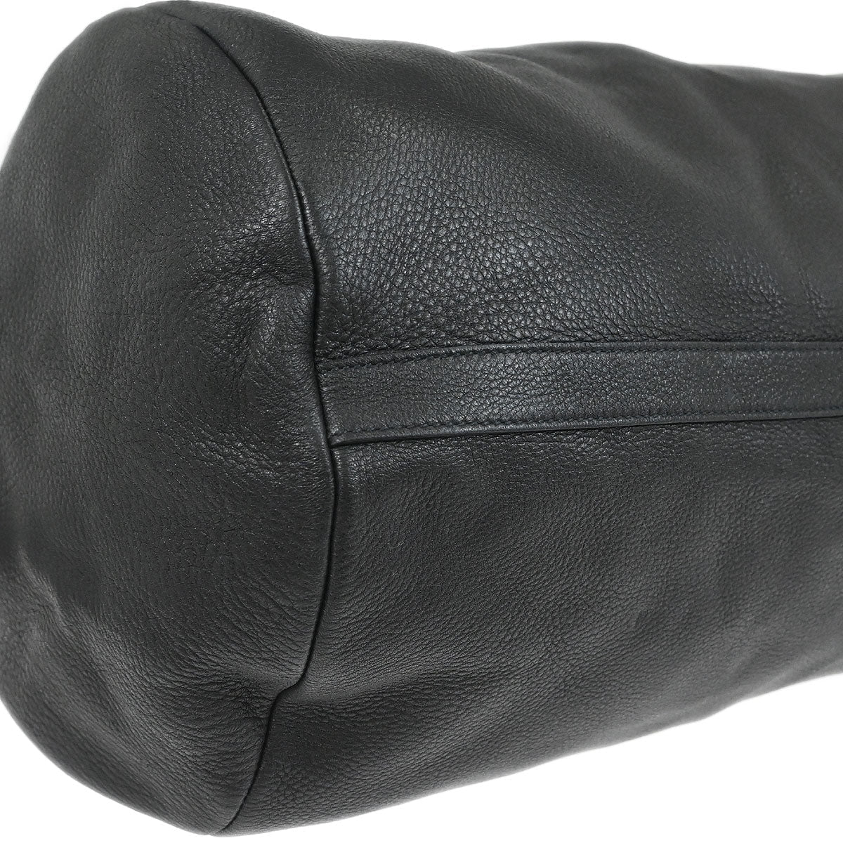 Prada Black Leather 2way Shoulder Duffle Handbag
