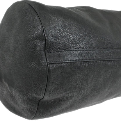 Prada Black Leather 2way Shoulder Duffle Handbag
