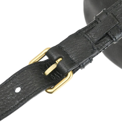 Prada Black Leather 2way Shoulder Duffle Handbag