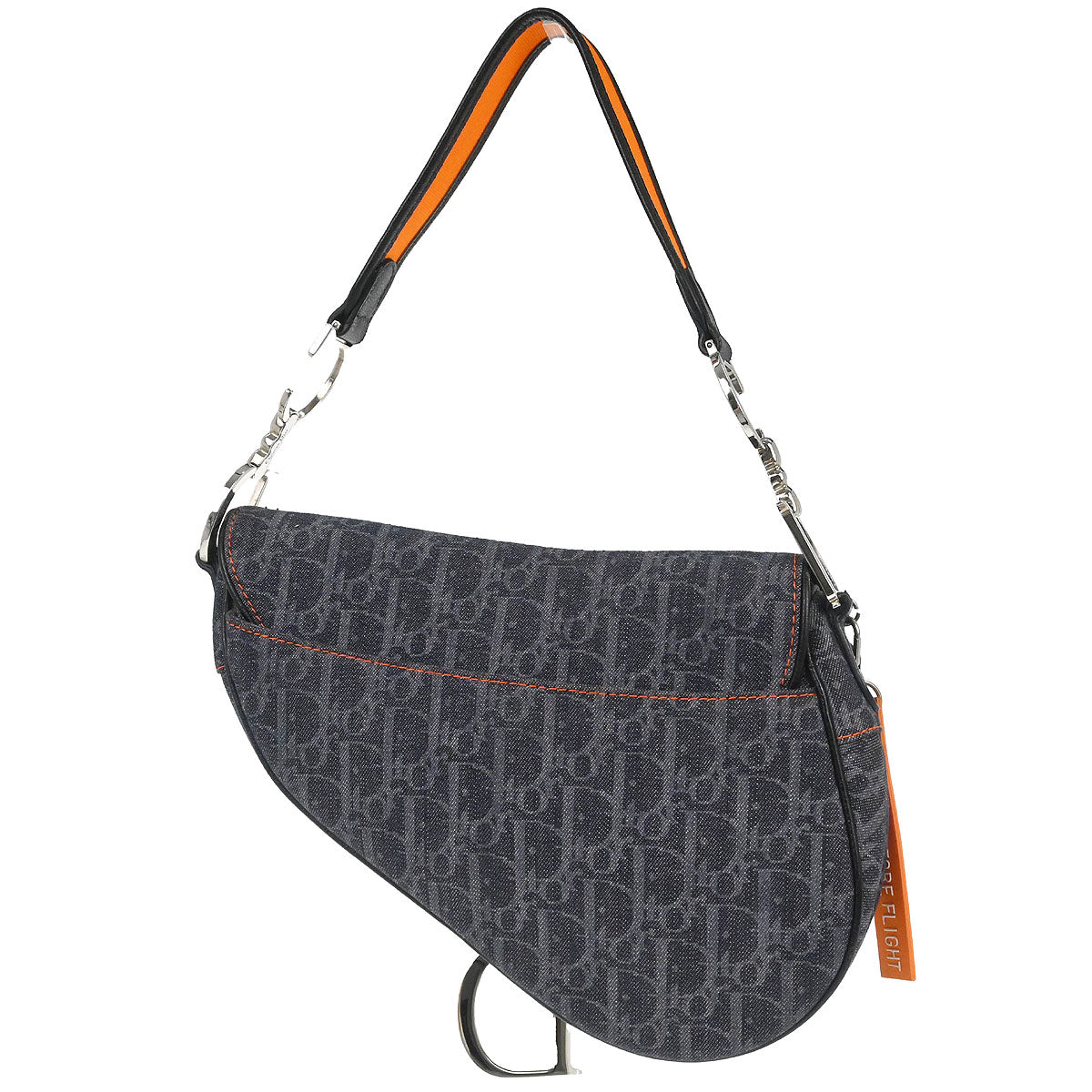 Christian Dior Navy Canvas Flight Trotter Saddle Handbag