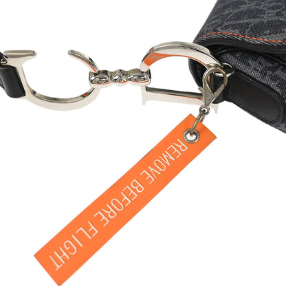 Christian Dior Navy Canvas Flight Trotter Saddle Handbag