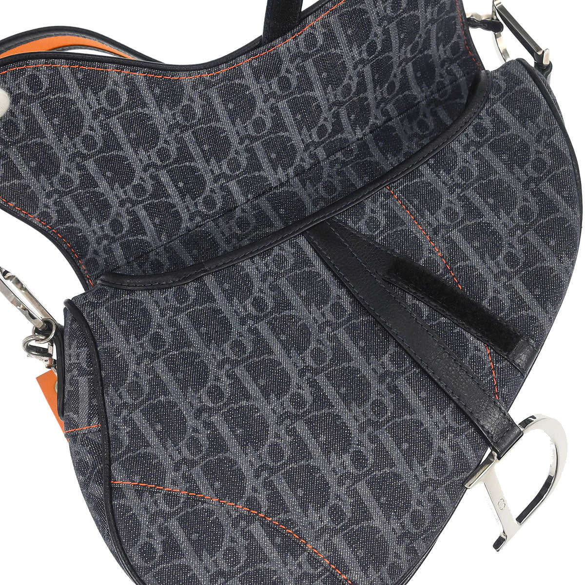 Christian Dior Navy Canvas Flight Trotter Saddle Handbag