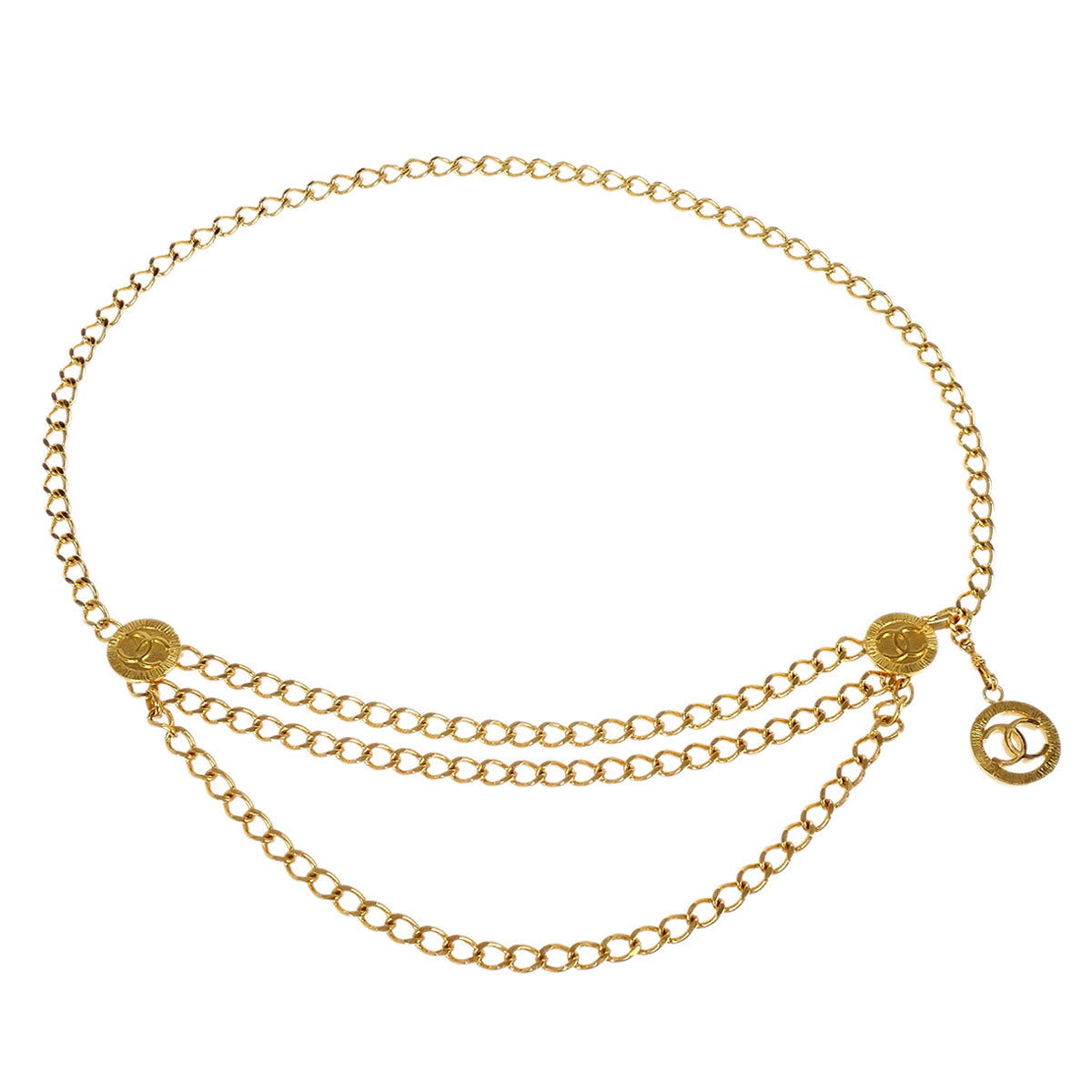 Chanel Gold Medallion Chain Belt 1984 Small Good