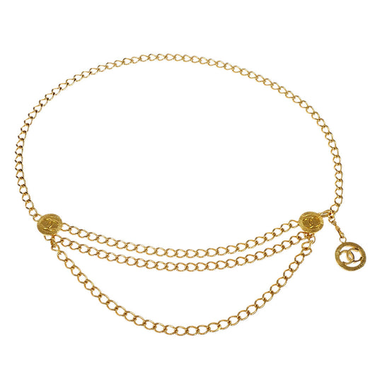 Chanel Gold Medallion Chain Belt 1984 Small Good