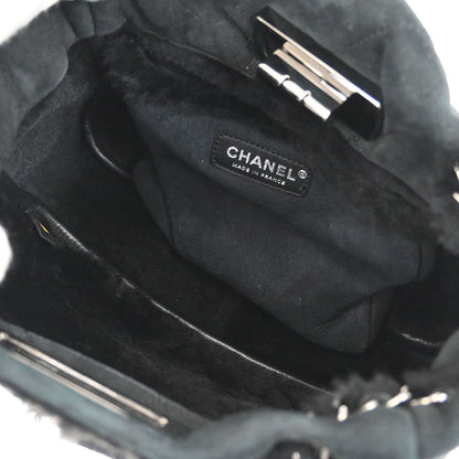 Chanel 2005-2006 Black Mouton Mademoiselle Lock Chain Handbag