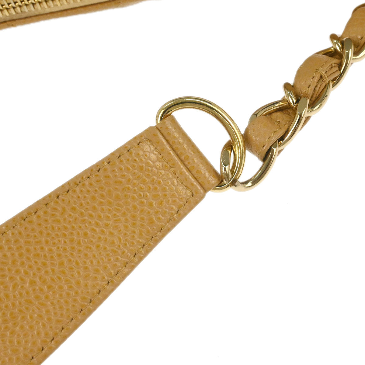 Chanel 2003-2004 Beige Caviar Skin Chain Shoulder Bag