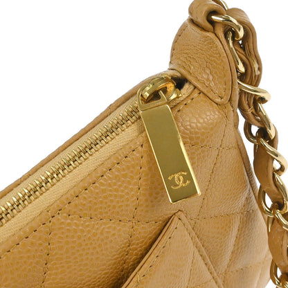 Chanel 2003-2004 Beige Caviar Skin Chain Shoulder Bag