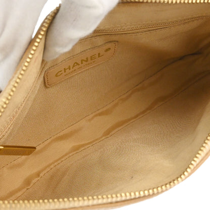 Chanel 2003-2004 Beige Caviar Skin Chain Shoulder Bag