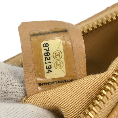 Chanel 2003-2004 Beige Caviar Skin Chain Shoulder Bag