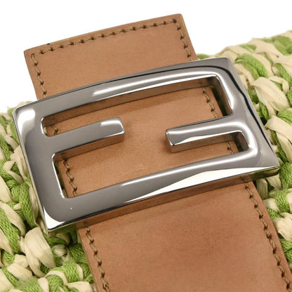Fendi Green Straw Baguette Handbag