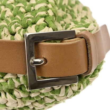 Fendi Green Straw Baguette Handbag