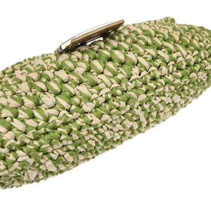 Fendi Green Straw Baguette Handbag
