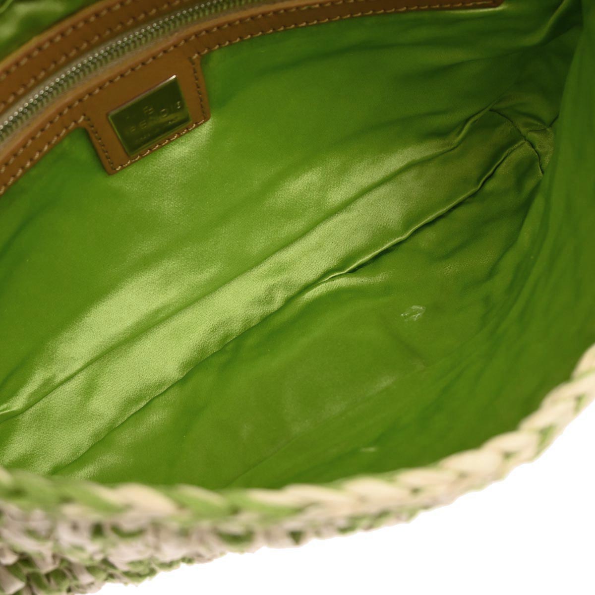 Fendi Green Straw Baguette Handbag