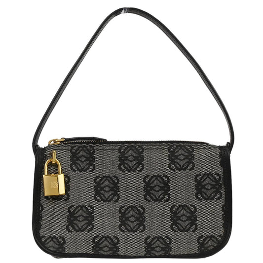 Loewe Gray Canvas Anagram Accessory Pouch Handbag