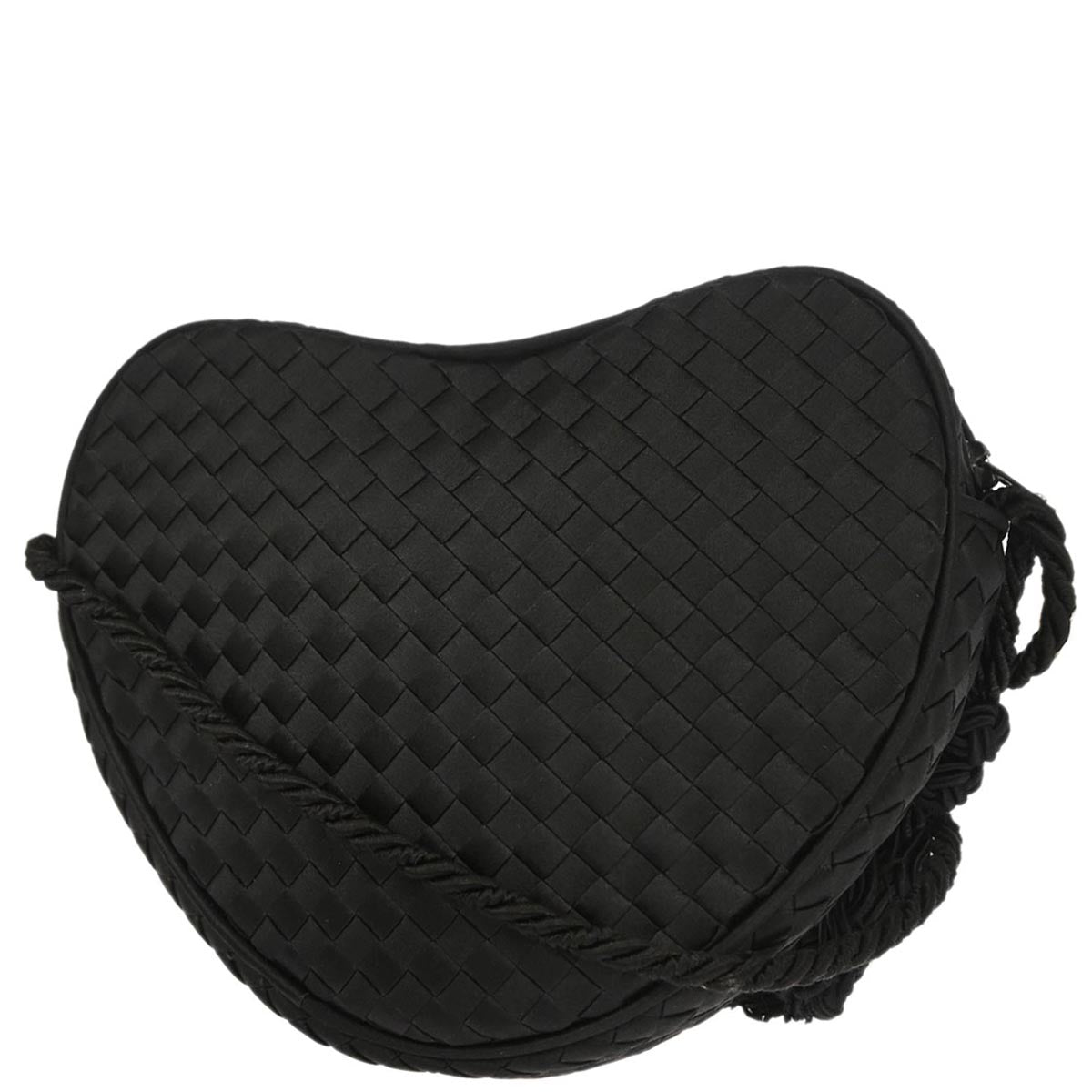 Bottega Veneta Black Satin Intrecciato Shoulder Bag