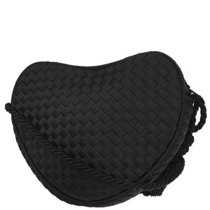 Bottega Veneta Black Satin Intrecciato Shoulder Bag