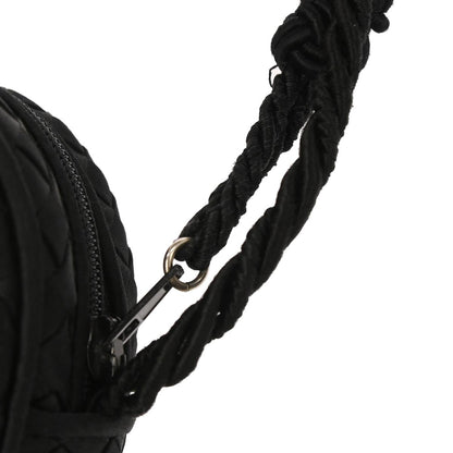 Bottega Veneta Black Satin Intrecciato Shoulder Bag