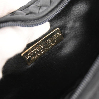 Bottega Veneta Black Satin Intrecciato Shoulder Bag