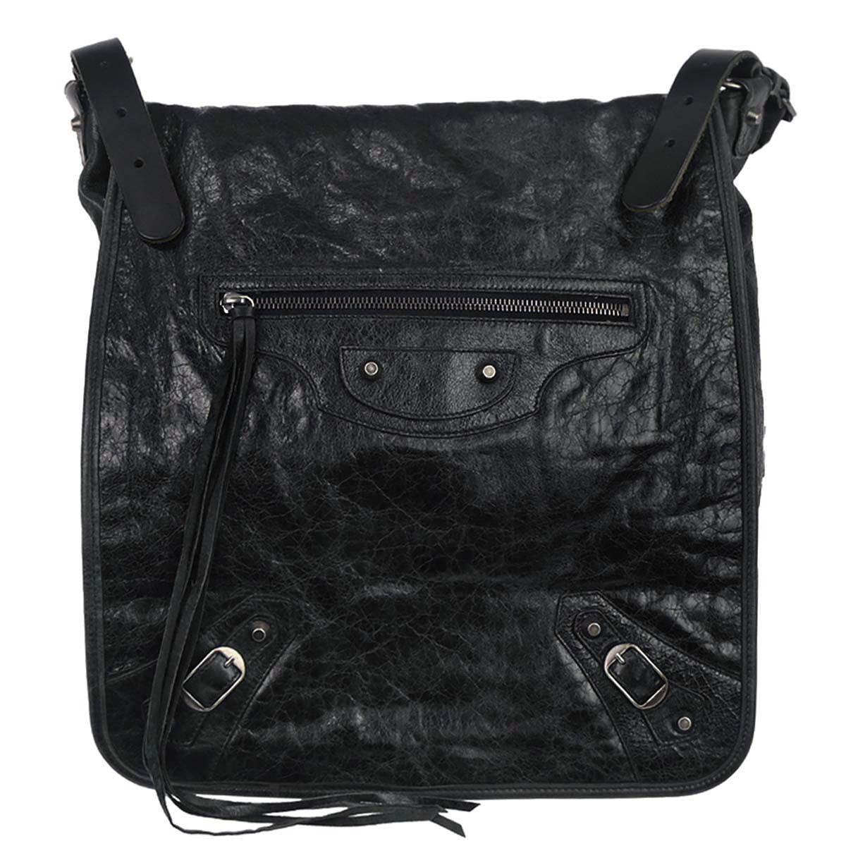 Balenciaga Black Lambskin Besace Messenger Bag