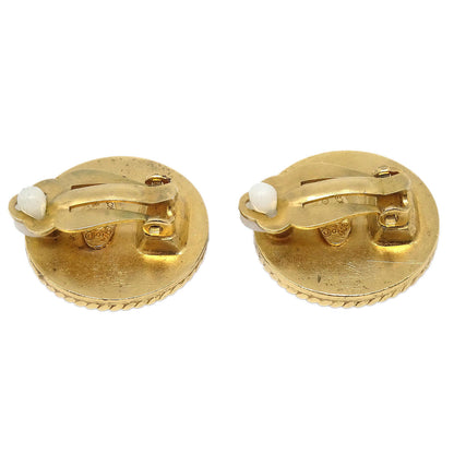Chanel Costume Pearl Button Clip-On Earrings Gold 94P