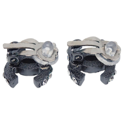 Chanel CC Silver Rhinestone Clip-On Earrings 03A