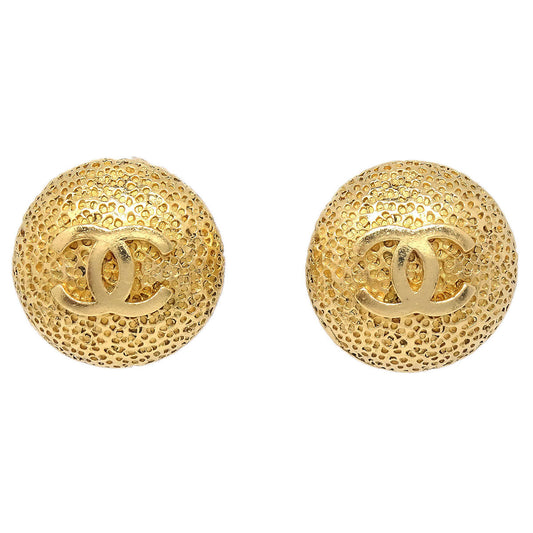 Chanel Button Clip-On Earrings Gold 96P