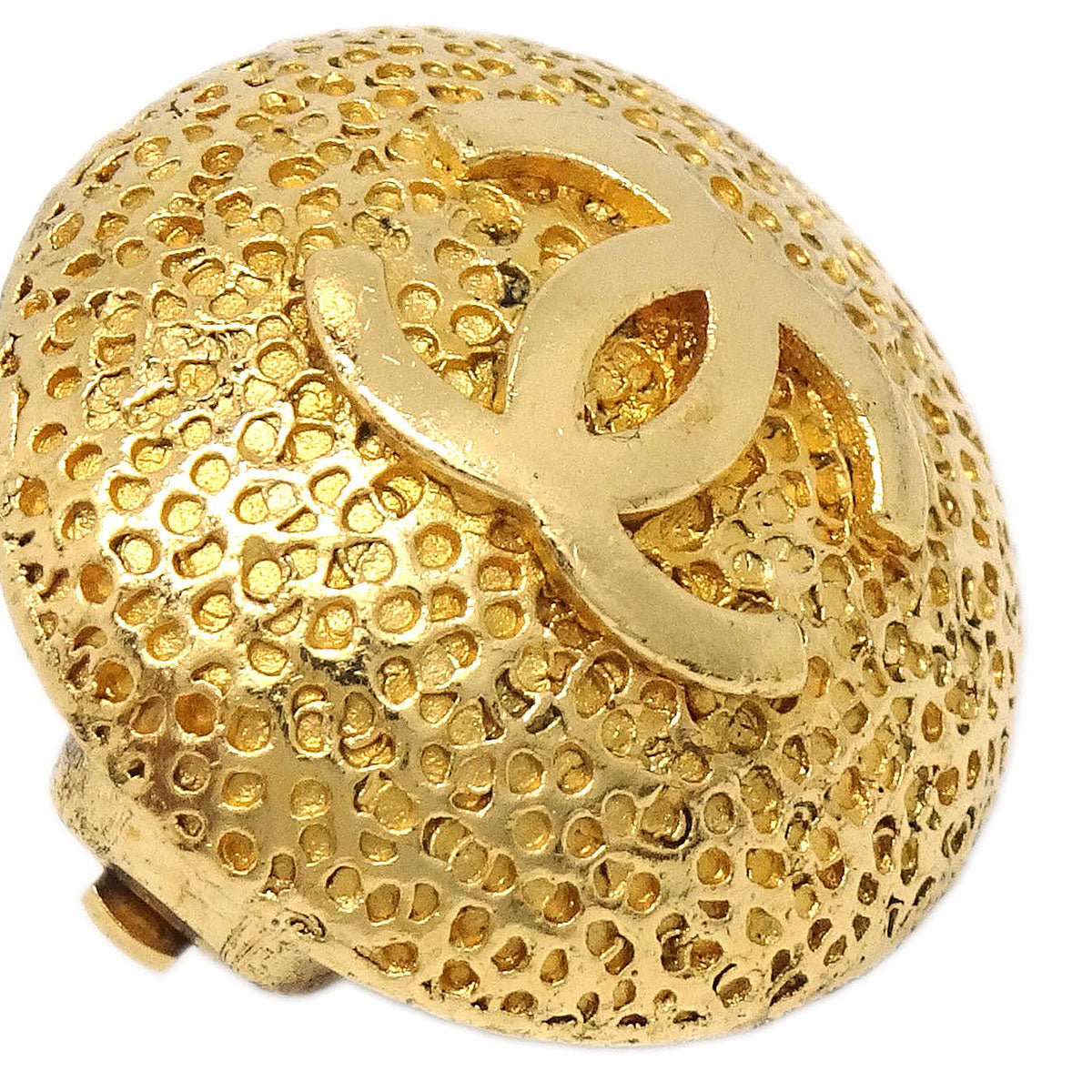 Chanel Button Clip-On Earrings Gold 96P