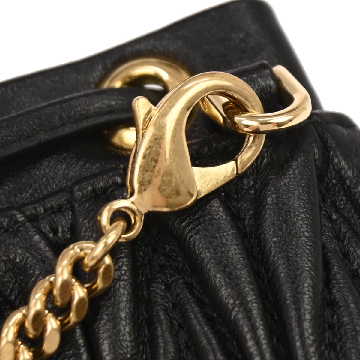 Miu Miu Black Lambskin Matelasse 2way Bag Charm Pochette Shoulder Bag