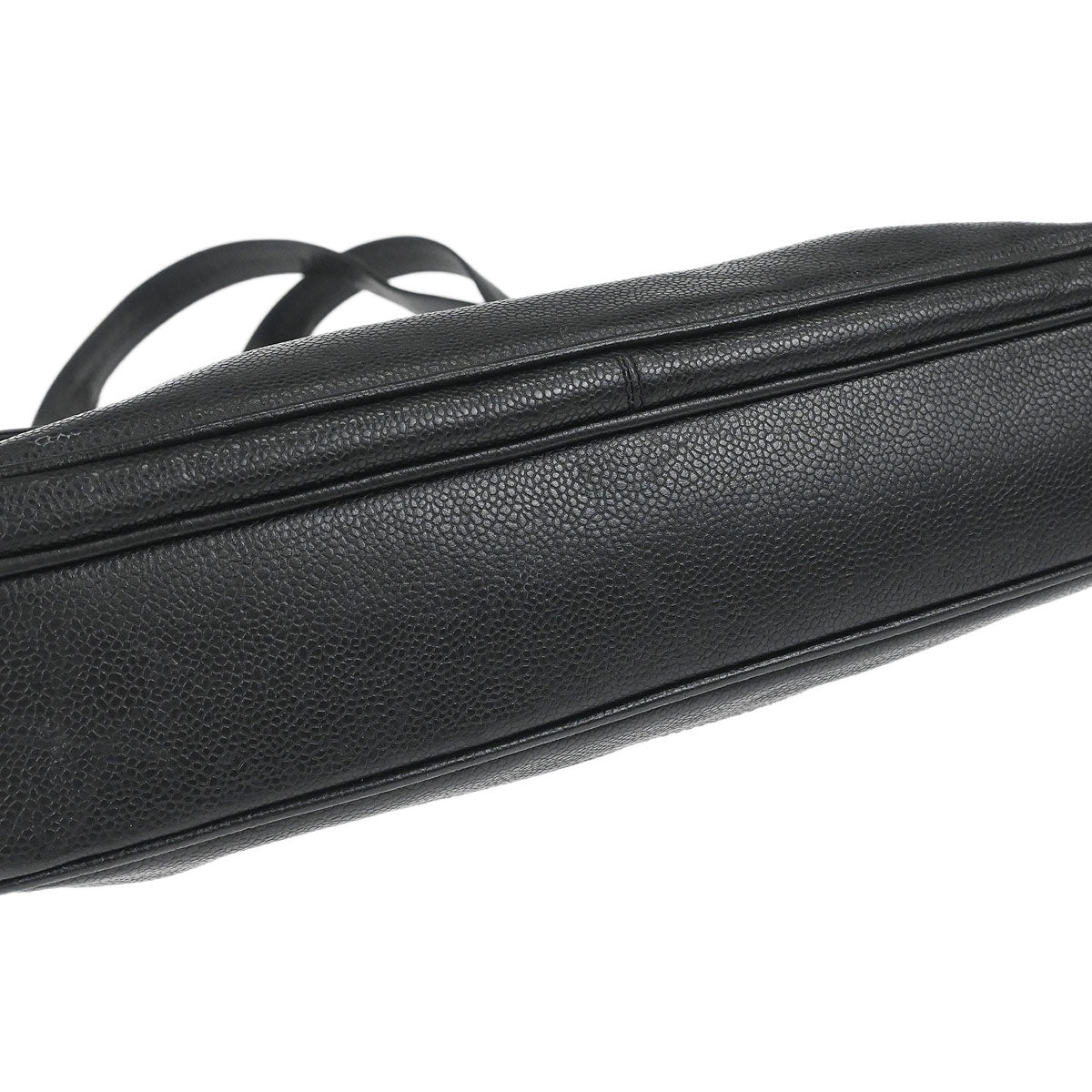 Chanel 1994-1996 Black Caviar Skin Chain Shoulder Tote Bag