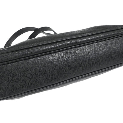 Chanel 1994-1996 Black Caviar Skin Chain Shoulder Tote Bag