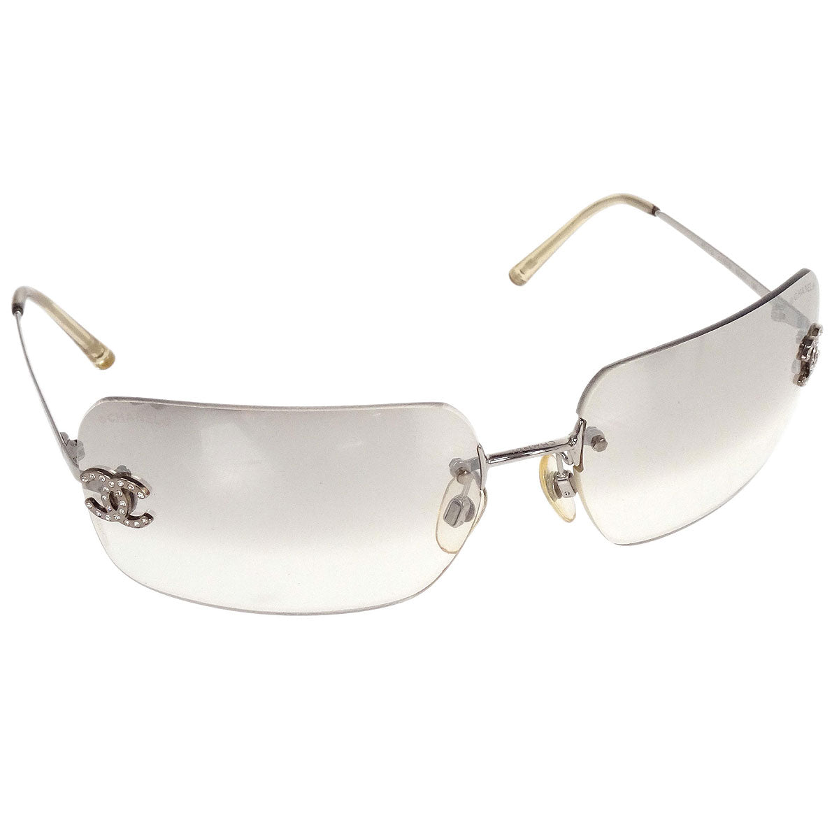 Chanel Sunglasses Eyewear Gray Rhinestone Small Good