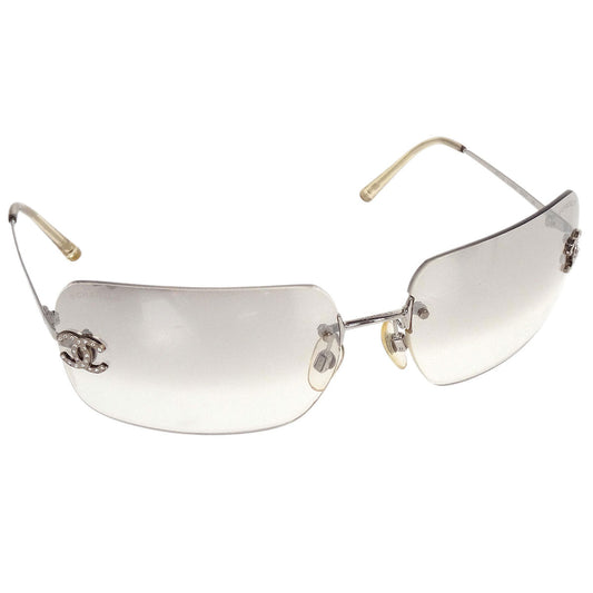 Chanel Sunglasses Eyewear Gray Rhinestone Small Good