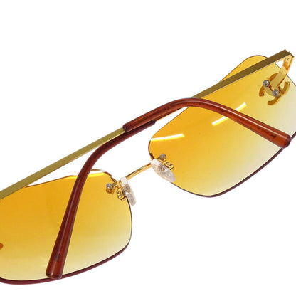 Chanel Sunglasses Eyewear Rhinestone Orange Small Good