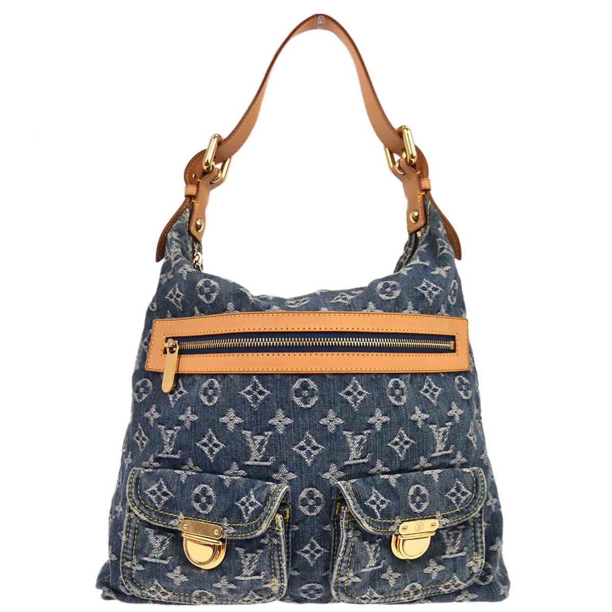 Louis Vuitton 2005 Blue Monogram Denim Baggy GM Hobo Shoulder Bag M95048