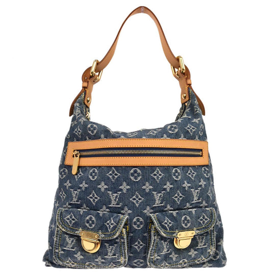 Louis Vuitton 2005 Blue Monogram Denim Baggy GM Hobo Shoulder Bag M95048