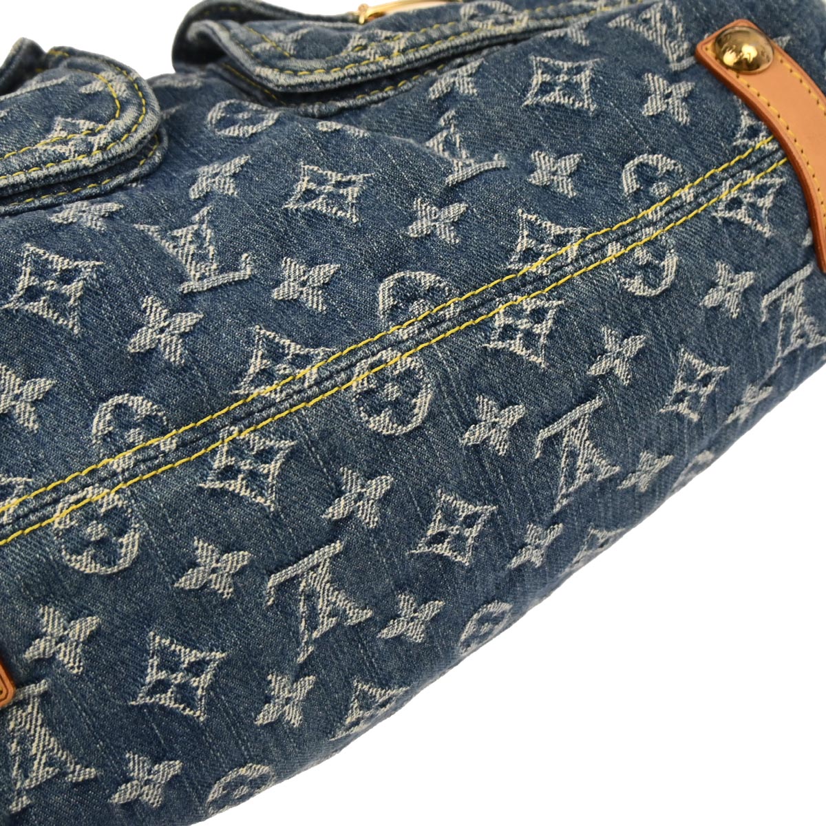 Louis Vuitton 2005 Blue Monogram Denim Baggy GM Hobo Shoulder Bag M95048