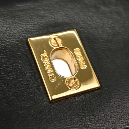 Chanel 1989-1991 Black Lambskin Straight Flap Shoulder Bag